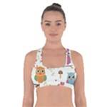 Forest Seamless Pattern With Cute Owls Cross Back Sports Bra