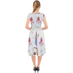 Cap Sleeve Front Wrap Midi Dress 