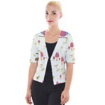 Forest Seamless Pattern With Cute Owls Cropped Button Cardigan