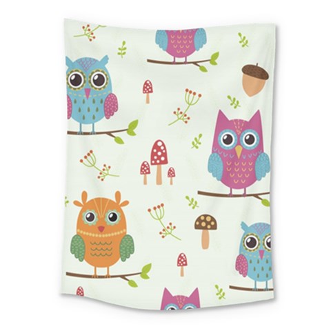 Forest Seamless Pattern With Cute Owls Medium Tapestry from ArtsNow.com