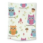 Forest Seamless Pattern With Cute Owls Medium Tapestry