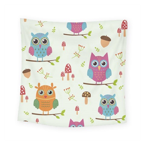 Forest Seamless Pattern With Cute Owls Square Tapestry (Small) from ArtsNow.com