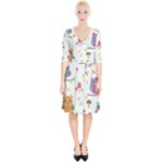 Forest Seamless Pattern With Cute Owls Wrap Up Cocktail Dress