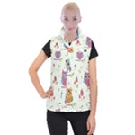 Forest Seamless Pattern With Cute Owls Women s Button Up Vest