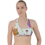 Forest Seamless Pattern With Cute Owls Criss Cross Racerback Sports Bra