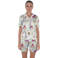 Satin Short Sleeve Pajamas Set 
