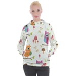 Forest Seamless Pattern With Cute Owls Women s Hooded Pullover