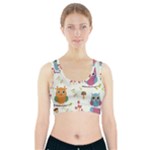 Forest Seamless Pattern With Cute Owls Sports Bra With Pocket