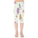 Forest Seamless Pattern With Cute Owls Kids  Capri Leggings 