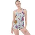 Forest Seamless Pattern With Cute Owls Boyleg Tankini Set 