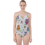 Forest Seamless Pattern With Cute Owls Cut Out Top Tankini Set