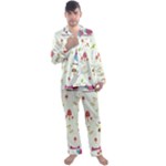 Forest Seamless Pattern With Cute Owls Men s Long Sleeve Satin Pajamas Set