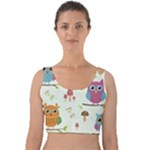 Forest Seamless Pattern With Cute Owls Velvet Crop Top