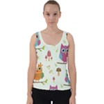 Forest Seamless Pattern With Cute Owls Velvet Tank Top