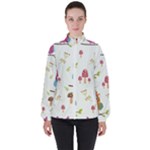 Forest Seamless Pattern With Cute Owls Women s High Neck Windbreaker