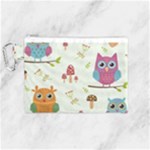 Forest Seamless Pattern With Cute Owls Canvas Cosmetic Bag (Medium)
