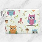 Forest Seamless Pattern With Cute Owls Canvas Cosmetic Bag (XL)