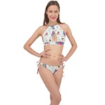 Forest Seamless Pattern With Cute Owls Cross Front Halter Bikini Set