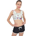 Forest Seamless Pattern With Cute Owls V-Back Sports Bra