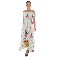 Off Shoulder Open Front Chiffon Dress 