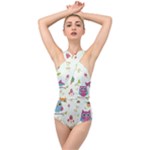 Forest Seamless Pattern With Cute Owls Cross Front Low Back Swimsuit