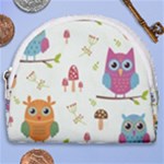 Forest Seamless Pattern With Cute Owls Horseshoe Style Canvas Pouch