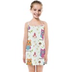 Forest Seamless Pattern With Cute Owls Kids  Summer Sun Dress