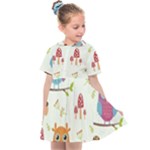 Forest Seamless Pattern With Cute Owls Kids  Sailor Dress