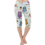 Forest Seamless Pattern With Cute Owls Lightweight Velour Cropped Yoga Leggings