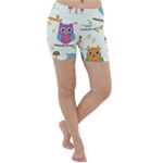 Forest Seamless Pattern With Cute Owls Lightweight Velour Yoga Shorts