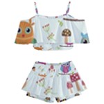 Forest Seamless Pattern With Cute Owls Kids  Off Shoulder Skirt Bikini