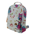 Forest Seamless Pattern With Cute Owls Flap Pocket Backpack (Large)