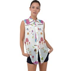 Sleeveless Chiffon Button Shirt 