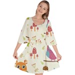 Forest Seamless Pattern With Cute Owls Velour Kimono Dress