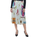 Forest Seamless Pattern With Cute Owls Classic Velour Midi Skirt 