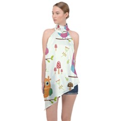 Halter Asymmetric Satin Top 