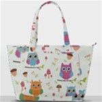 Forest Seamless Pattern With Cute Owls Back Pocket Shoulder Bag 