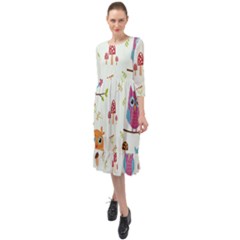 Ruffle End Midi Chiffon Dress 