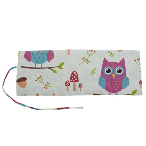 Forest Seamless Pattern With Cute Owls Roll Up Canvas Pencil Holder (S) from ArtsNow.com