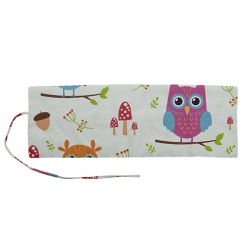 Forest Seamless Pattern With Cute Owls Roll Up Canvas Pencil Holder (M) from ArtsNow.com