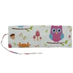 Forest Seamless Pattern With Cute Owls Roll Up Canvas Pencil Holder (M)