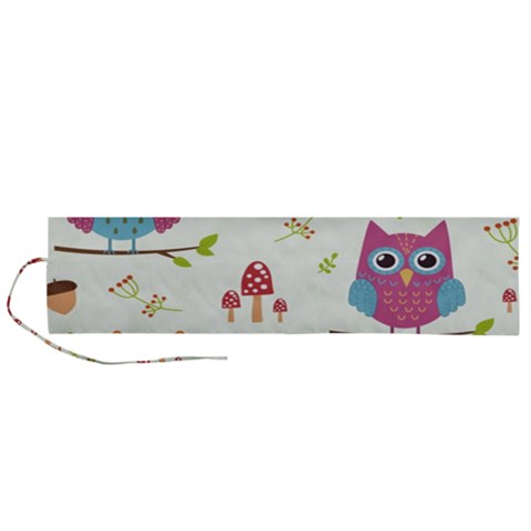 Forest Seamless Pattern With Cute Owls Roll Up Canvas Pencil Holder (L) from ArtsNow.com