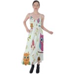 Forest Seamless Pattern With Cute Owls Tie Back Maxi Dress