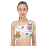 Forest Seamless Pattern With Cute Owls Spliced Up Bikini Top 