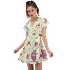 Flutter Sleeve Wrap Dress 