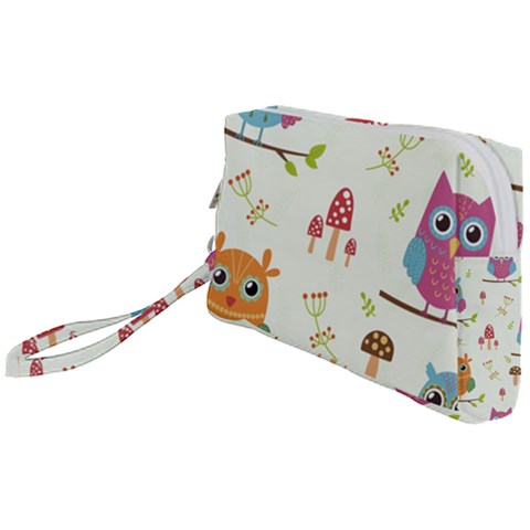 Forest Seamless Pattern With Cute Owls Wristlet Pouch Bag (Small) from ArtsNow.com