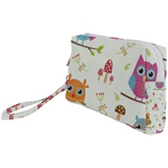 Forest Seamless Pattern With Cute Owls Wristlet Pouch Bag (Small) from ArtsNow.com