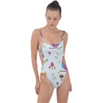Forest Seamless Pattern With Cute Owls Tie Strap One Piece Swimsuit