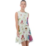 Forest Seamless Pattern With Cute Owls Frill Swing Dress
