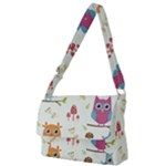 Forest Seamless Pattern With Cute Owls Full Print Messenger Bag (L)